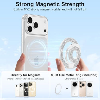 for Magsafe Magnetic Phone Ring Grip Adjustable Kickstand for iPhone 17 Air - color: White