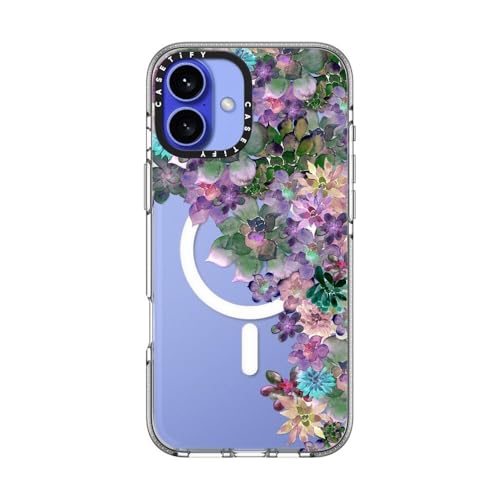 CASETiFY for iPhone 16 Plus Case - Impact Clear Compatible with MagSafe | Not Yellowing | 6.6 ft. 3x Military Grade Drop Protection | MY SUCCULENT GARDEN | Clear - color: MY SUCCULENT GARDEN, size: Iphone 16 Plus (6.7")