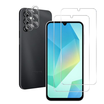 BIGFACE Galaxy A16 Tempered Glass Screen Protector + Camera Lens Protector [2 + 2 Pack][Case Friendly][Anti-Scratch][Ultrasonic Fingerprint Unlock] HD Protective Film for Samsung Galaxy A16 - size: galaxy A16(6.7")