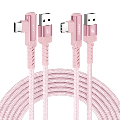 toocki USB C Cable Right Angle, 2-Pack 10ft USB A to USB C Charger Cable - color: Pink, size: 10FT+10FT
