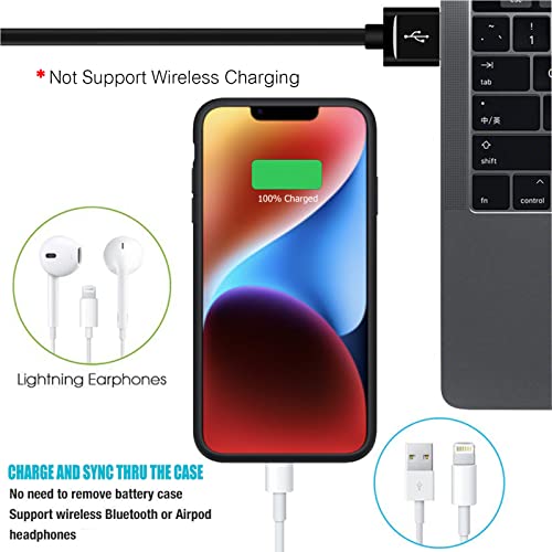 Battery Case for iPhone 14, Full Encircle 7000mAh Ultra-Slim Rechargeable Smart Portable Charging Cover Extended Battery Pack Compatible with iPhone 14 (6.1 inch) Charger Case Support Carplay-Black