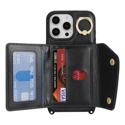 Lipvina Crossbody Wallet Case for iPhone 16 Pro,Black - color: 01-Black, size: iPhone 16 Pro 6.3"
