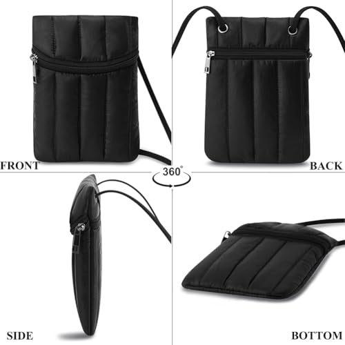 Small Crossbody Women Cell Phone Purse Wallet Bag With Shoulder Strap - color: Black-yur