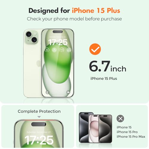 UNBREAKcable 3-Pack Screen Protector for iPhone 15 Plus Tempered Glass | Shatterproof, Easy Install, 9H Hardness, 99.99% HD Clear, Bubble-Free, Anti-Fingerprint, Scratch Resistant, Case Friendly - size: iPhone 15 Plus