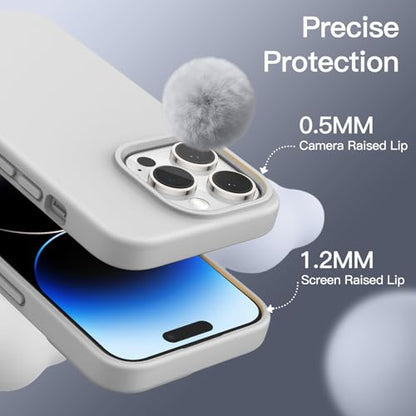 JETech Silicone Case for iPhone 14 Pro, Light Grey | Silky Soft Touch, Shockproof Protection, Scratch Resistant, Microfiber Lining - color: Light Grey, size: iPhone 14 Pro