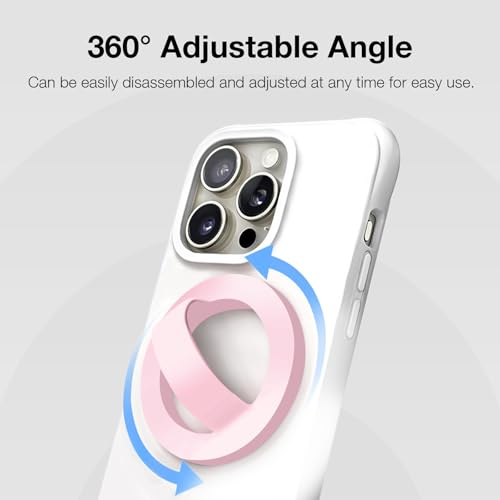 Magnetic Silicone Phone Grip | Super Strong Magnetic Design, 360° Rotation, Comfortable Grip, Compatible with iPhone 16/15/14/13/12 Series, Perfect for Selfies and Watching Videos (Pink) - color: Pink