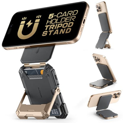 SUPCASE for MagSafe Wallet with Adjustable Stand, Hold 5 Cards, Desert | RFID Blocking, Strong Magnetic Lock, Magnetic Wallet for Men, Phone Card Holder Tripod for iPhone 17/16/15/14/13/12 Series - color: Desert