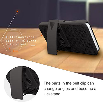 for iPhone 14/13 Belt Clip Holster Case, Screen Protector-Black | Swivel Kickstand Holder, Slim Shell Slide Pouch Full Body Protective, Rugged Heavy Duty Shockproof Outdoor Cell Phone Cover - size: iPhone 14