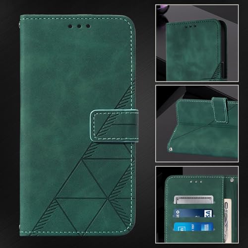 Faux Leather Flip Wallet Case for Motorola Moto G75, YBS Green | Card Slots Storage, Magnetic Closure, Hands-Free Kickstand, RFID Blocking, Precise Cutouts - color: Dark Green