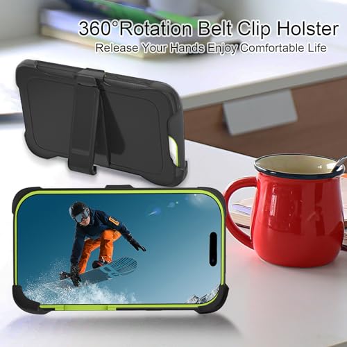 for iPhone 17 Pro Max Case with 2 Camera Lens Protector & 2 Screen Protector, Heavy Duty Full Body Protective Phone Case 6.9" (Belt Clip,Blackgreen) - color: 17 Pro Max-Belt Clip+BlackGreen