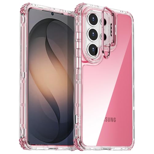 AICase for Samsung Galaxy S26 Ultra Clear with Metal Camera Heavy Duty Drop Protection Full Body Rugged Shockproof/Dust Proof Triple Layer Transparent Military Protective Tough Cover for S26 Ultra_2 - color: Hot Pink with Metal Camera Frame, size: Samsung