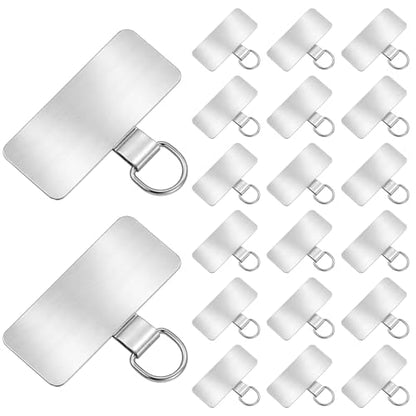 20 Pcs Stainless Steel Phone Lanyard Tab Phone Tether Tab Universal Metal Cellphone Lanyard Patch Ultra Thin Cellphone Case Insert for Most Smartphone Cases