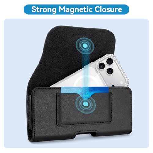 nuoku Cell Phone Holster for iPhone 17/16/15/14/13/12/11 Pro Max Series with Card Solt, Belt Clip Phone Case for Samsung Galaxy Series (Black) - color: Black