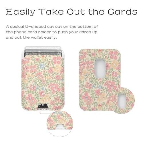 for Magsafe Cute Wallet Magnetic Card Holder(Peach Blossom Flower) - color: Peach Blossom Flower
