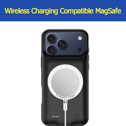 Battery Case for iPhone 17 Pro, Enhanced 10000mAh Portable Protective Wireless Charging Case Support Carplay Compatible with iPhone 17 Pro (6.3 inch) Rechargeable Extended Battery Charger Clip(Black) - size: iPhone 17 Pro