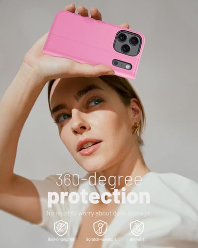 OCASE Compatible with iPhone 17 Pro Wallet Case, PU Leather Flip Folio Case with Card Holders RFID Blocking Kickstand [Shockproof TPU Inner Shell] Phone Cover 6.3 Inch 2025, Pink - color: Pink