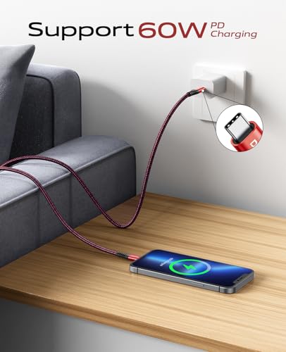 USB C to C Cable 3FT, USB C Cable Fast Charging 60W, USBC to USBC Cable - color: Red, size: 3FT, style: USB C to USB C
