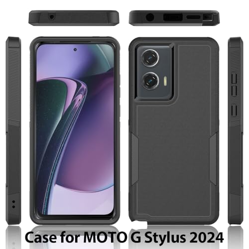 for Moto G Stylus 5G 2024 Case: Dual Layer Protective Heavy Duty Cell Phone Cover Shockproof Rugged with HD Screen Protector - Military Protection Bumper Tough - Motorola Moto G Stylus 5G 2024, Purple - color: Purple (PC) + Black (TPU)