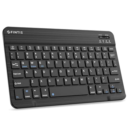 FINTIE 10-Inch Ultrathin Wireless Bluetooth Keyboard, Black | Universal Tablet Phone Keyboard, Rechargeable Battery, Slim Detachable Design, Quiet Scissor Keys, Travel Ready