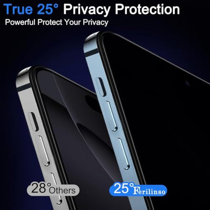 Ferilinso Privacy Screen Protector for iPhone 16 Pro, Tempered Glass - size: iPhone 16 Pro 6.3 INCH