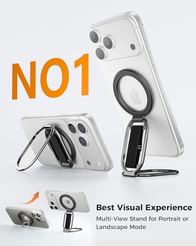 SUPERONE for MagSafe Phone Grip Kickstand, Magnetic Phone Ring Holder - color: Black