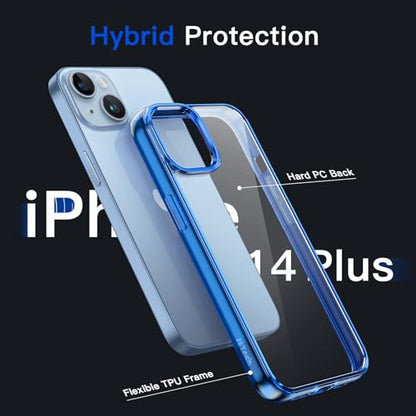 JETech Case for iPhone 14 Plus 6.7-Inch, Non-Yellowing Shockproof Phone Bumper Cover, Anti-Scratch Clear Back (Blue) - color: Blue, size: iPhone 14 Plus