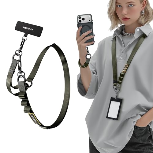 MAGEASY 2-In-1 Cell Phone Lanyard Crossbody - Universal Crossbody Phone Leash & Wrist Strap with Built-in Keychain, Phone Tether Tab | Anti Drop & Anti Theft for Daily & Travel (Concrete Grey) - color: Concrete Gray