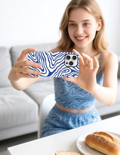 Jusy Magnetic Zebra Phone Case for iPhone 17 Pro Max,Blue | Compatible with MagSafe, Cute Aesthetic Zebra Design, TPU and PC Protective Shockproof Cover - color: Blue