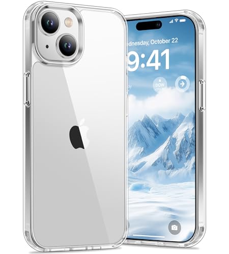 Vakoo Clear Case for iPhone 15, Anti-Yellowing | Hard Back with Military-Grade Drop Protection, Wireless Charging Compatible - color: Transparent, size: iPhone 15