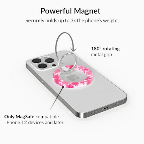 VELVET CAVIAR Compatible with MagSafe Phone Grip - Magnetic Ring Holder with Adjustable Stand - Removable MagSafe Accessories for iPhone 16, 15, 14, 13, 12 (Cherry Blossom) - color: Cherry Blossom