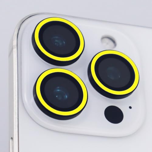 Luminous Camera Lens Protector for iPhone 16 Pro / 16 Pro Max Metal Ring Tempered Glass Glow in The Dark Lens Cover (3PCS) (Yellow, for iPhone 16 Pro/16 Pro Max) - color: Yellow