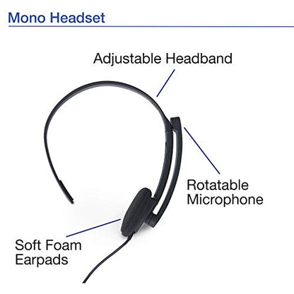 Verbatim Mono 3.5mm Wired Headset with Microphone and in-Line Remote, Black 6.33 (Pack of 6) - size: 6.33 (Pack of 6), style: Mono