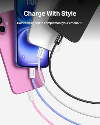 Belkin USB C to USB C 60W Braided Cable 9.9ft iPhone Charger Cord - color: Black, style: 9.9 ft