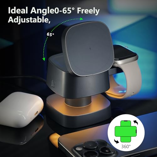 3 in 1 Charging Station with Night Light, 4 in 1 Wireless Charger for Apple - color: Gray