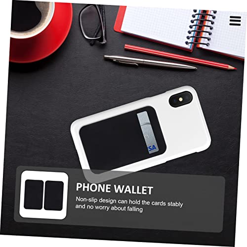 DOITOOL 2pcs Adhesive Phone Card Holders for Back Stretch Fabric Wallet Slim Sticky Pocket for Credit Cards and ID Compatible Smartphones Black