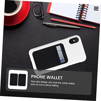 DOITOOL 2pcs Adhesive Phone Card Holders for Back Stretch Fabric Wallet Slim Sticky Pocket for Credit Cards and ID Compatible Smartphones Black
