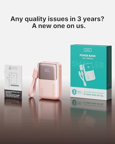 INIU Mini Portable Charger, Small 10000mAh 45W Fast Charging Power Bank - color: Light Pink