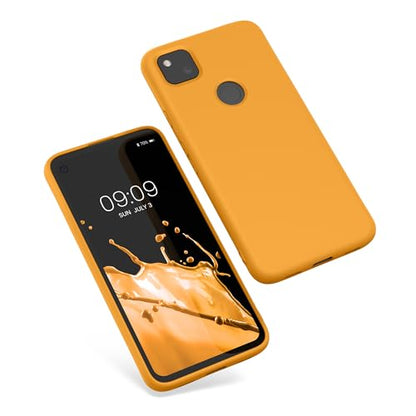 kwmobile Case Compatible with Google Pixel 4a Case - Slim Protective TPU Silicone Phone Cover - Mango - color: Mango