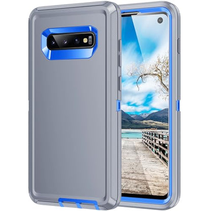 for Galaxy S10 Case,[Without Screen Protector] Heavy Duty Shockproof Dust/Drop Poof 3 Layers Full Bady Protection Rugged Cover for Galaxy S10,Grey/Dark Blue - color: Grey/Dark Blue