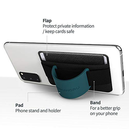 Sinjimoru Phone Grip Card Holder with Phone Stand, Stick on Wallet, Black - color: Black