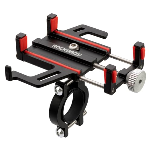ROCKBROS Aluminum Bike Phone Mount for 4.7-7.1" Phones Handlebar Mount - style: Handlebar Mount(Black Red)