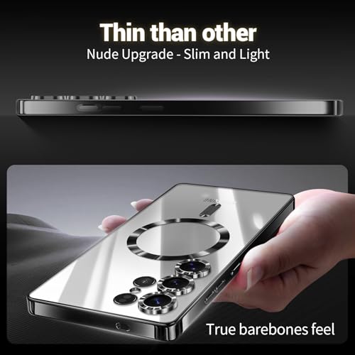 Hurgoer for Samsung Galaxy S22 Ultra Case.Soft TPU Electroplated Frame Cover with Clear Back.Drop Tested Protective Full Body Case.Thin Light Slim【Not Magsafe】 (Black, S22 Ultra) - color: Black, size: S22 Ultra