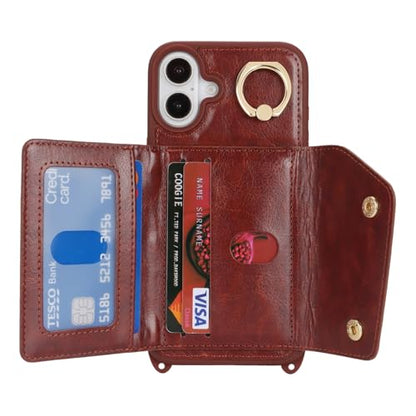 Lipvina Crossbody Wallet Case for iPhone 16 Plus,Dark Brown - color: 06-Dark Brown, size: iPhone 16 Plus 6.7"