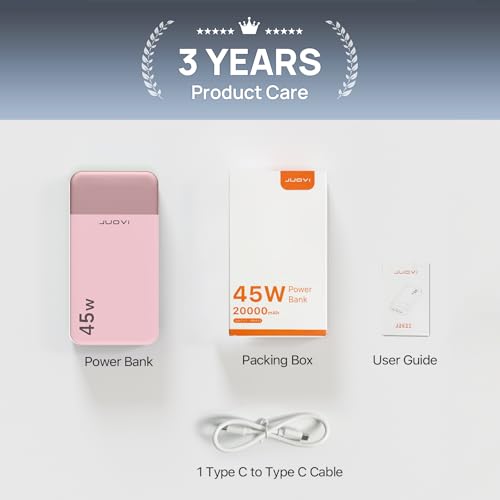 JUOVI Power Bank 45W 20000mAh Portable Charger - color: Pink