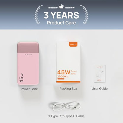 JUOVI Power Bank 45W 20000mAh Portable Charger - color: Pink