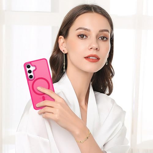 BENTOBEN Magnetic for Samsung Galaxy S24 Plus Case [Compatible with Magsafe] Translucent Matte Slim Fit Shockproof Anti-Yellow Women Men Protective Phone Cases Cover for Galaxy S24 Plus 6.7", Hot Pink - color: Hot Pink