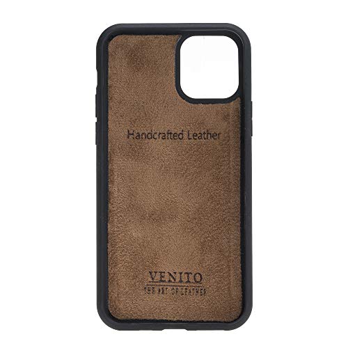 Venito Lucca Leather Case Compatible with iPhone 11 (6.1 inch) – Extra Secure with Padded Back Cover -Rustic Black - color: Rustic Black, size: iPhone 11