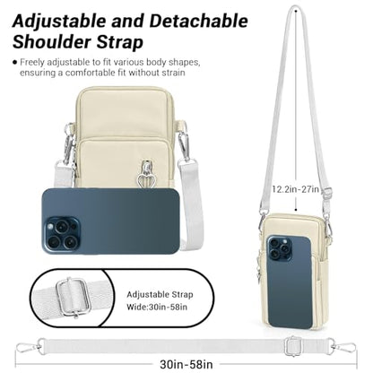 YINHEXI Small Crossbody Bags for Women Trendy, Mini Triple Compartment Cell Phone Crossbody Wallet Purses - color: Cream White-2