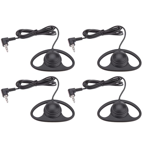 PUSOKEI D Shape Earpiece Headset, 3.5mm Single Side Earphone Hook Earbud, Ergonomic Single Ear Hook Headphone for VoIP Calls, Video Conferences, Multimedia Playback (4pcs) - size: 4pcs