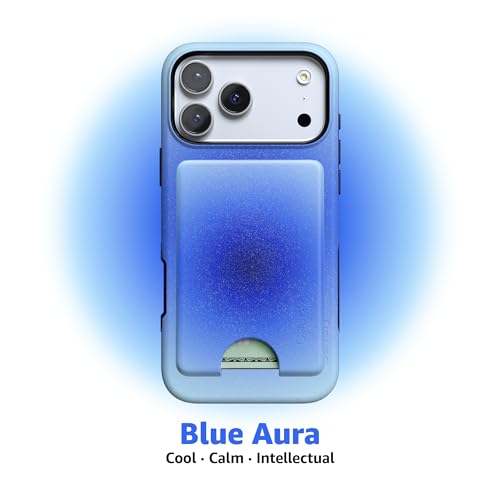 Casely MagWallet | Aura | Cobalt Clarity | Blue | Slim Wallet Card Holder | Compatible with MagSafe | Soft-Touch Hard Silicone | Holds Up to 3 Cards - color: Aura | Cobalt Clarity | Blue
